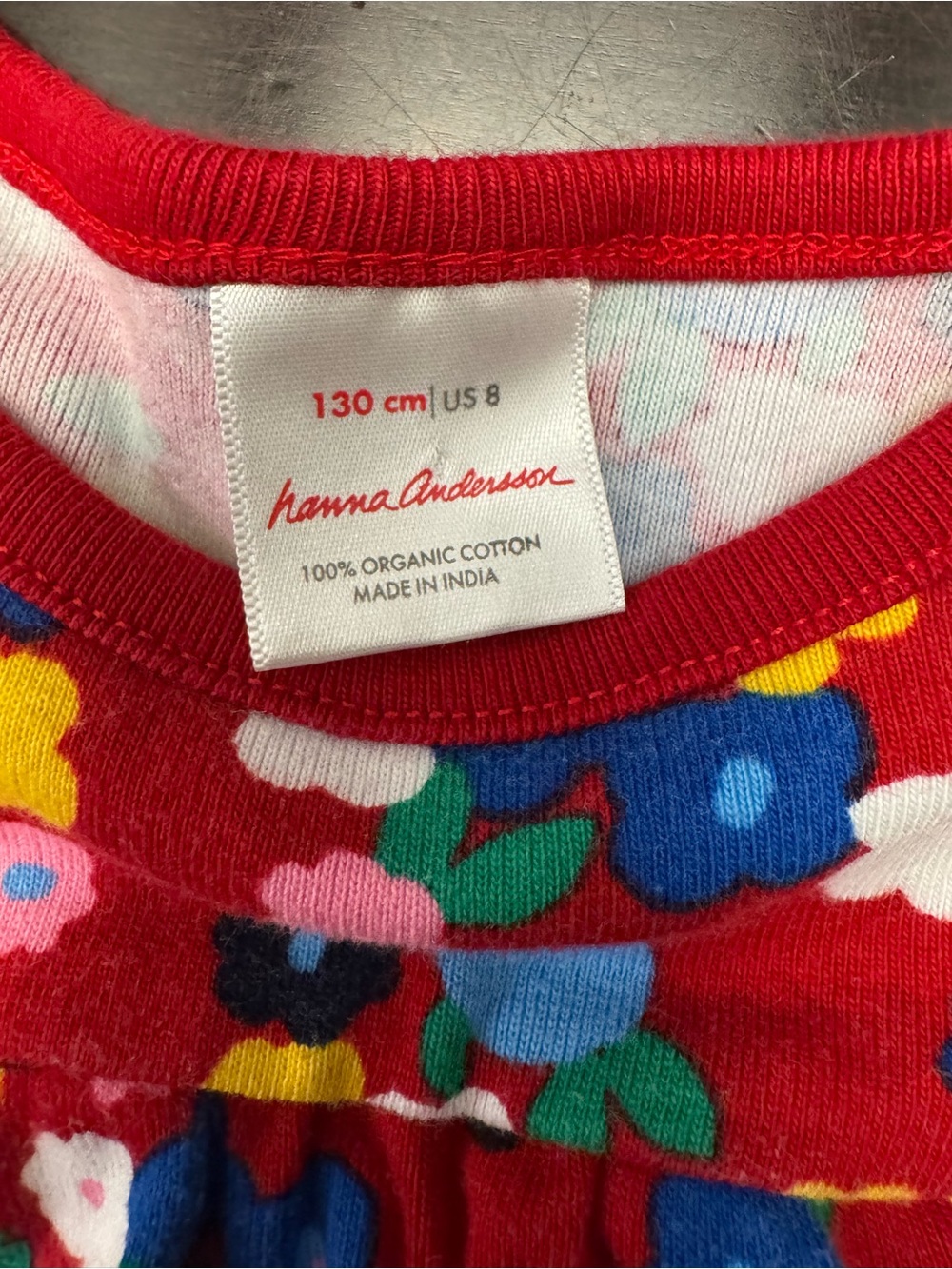 Hanna Andersson Girls 8 Red Floral Organic Cotton Long Sleeve Dress - Picture 6 of 11